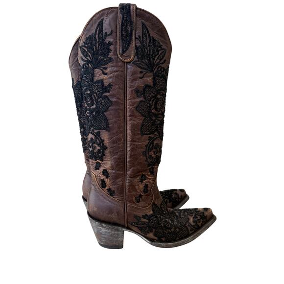 Old Gringo Brown Black Cowgirl Boots • Floral Embroidered Western Boots Size 5B - Picture 2 of 5